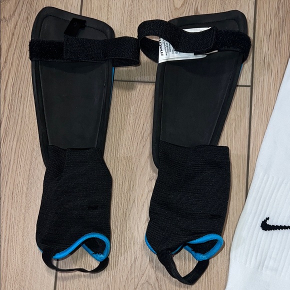EUC - Nike White Dri-Fit Athletic Socks and Matrix Blue Shin Guards - Picture 6 of 16
